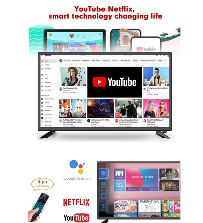 NEW 32 Inch Android Smart TV WIFI Google Assistant HDMI HD