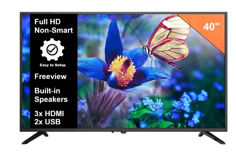 NEW 40 Inch Full HD TV Built-in Freeview DVB-T2 HDMI Full HD